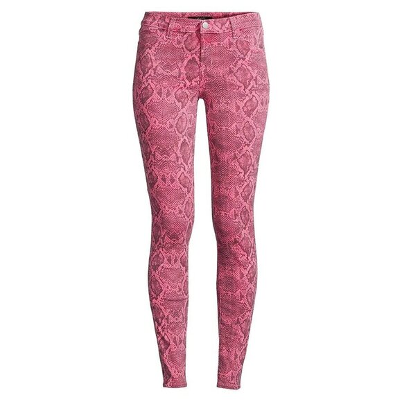 NWT J Brand neon pink snakeskin mid-rise skinny ankle jeans, 26 - Picture 12 of 14